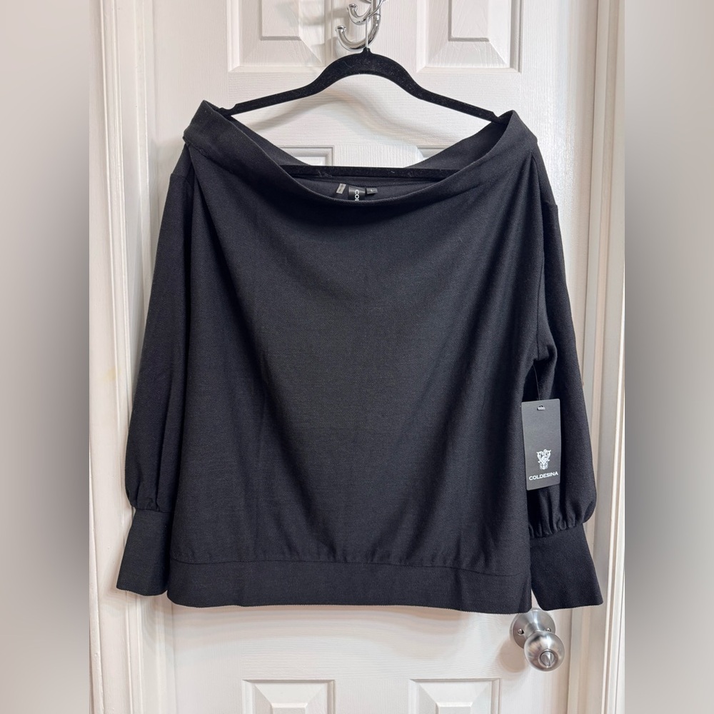 Coldesina Women’s Black Off The Shoulder
Buttery Soft Stevie Top, Size Large NEW